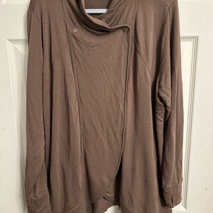 Susan Graver Tan Cowl Neck Cardigan Super soft XL